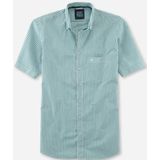 OLYMP - Casual Overhemd - Groen Gestreept - Popeline - Korte Mouw