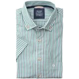OLYMP - Casual Overhemd - Groen Gestreept - Popeline - Korte Mouw