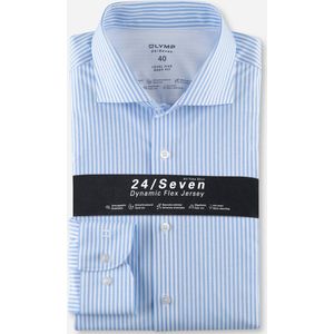 OLYMP - Level 5 Body Fit Overhemd - Lichtblauw - Tricot - Strijkvriendelijk