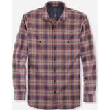 OLYMP - Modern Fit Overhemd - Rood - Katoen - Ruitmotief