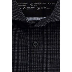 Olymp - Level Five - Overhemd - Grijs Geruit - Katoen/Elastaan