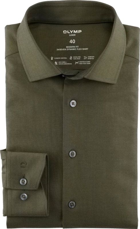 OLYMP - Luxor 24/7 - Overhemd - Lindegroen - Modern Fit - Strijkvriendelijk