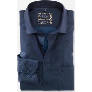 OLYMP Luxor modern fit overhemd, popeline, marineblauw
