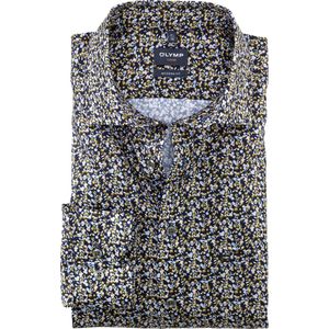 OLYMP - Luxor - Overhemd - Blauw - Strijkvrij, Kent Kraag, Lange Mouwen