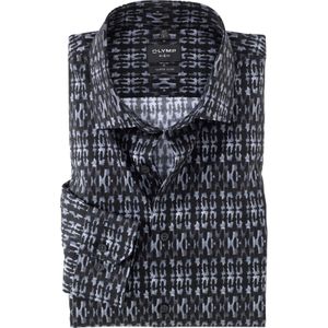 OLYMP - No. 6 - Overhemd - Zwart - Super Slim Fit - Popeline