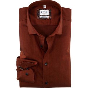 Olymp - Level Five - Overhemd - Bruin - Effen Katoen