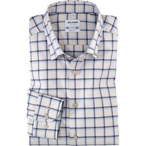 OLYMP - Multicolor Geruit Overhemd - Katoen - Lange Mouwen - Button Under Kraag
