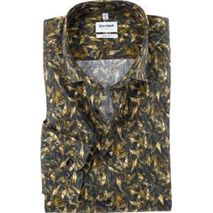 OLYMP Level 5 body fit overhemd, popeline, lindegroen dessin
