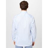 OLYMP Level 5 body fit overhemd - twill - bleu gestreept - Strijkvriendelijk - Boordmaat: 45