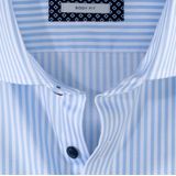 OLYMP - Level 5 Body Fit - Overhemd - Bleu Gestreept - Katoen/Elastolefine