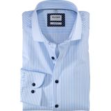 OLYMP - Level 5 Body Fit - Overhemd - Bleu Gestreept - Katoen/Elastolefine