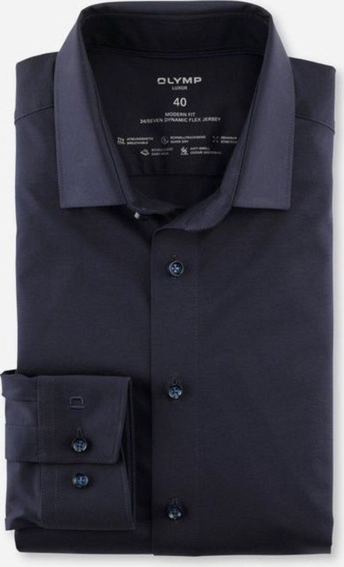 OLYMP - Luxor - Overhemd - Marine Blauw - Biologisch Katoen - Strijkvriendelijk