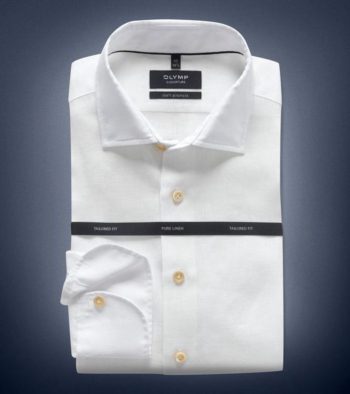 OLYMP SIGNATURE - Overhemd - Champagne - Linnen - Kent-kraag