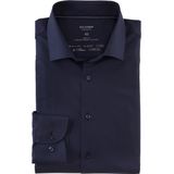 OLYMP 24/7 Level 5 Body Fit Overhemd - Marine Blauw - Twill - Strijkvriendelijk