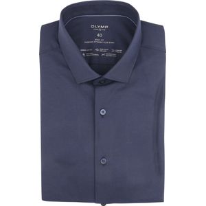 OLYMP 24/7 Level 5 Body Fit Overhemd - Marine Blauw - Twill - Strijkvriendelijk