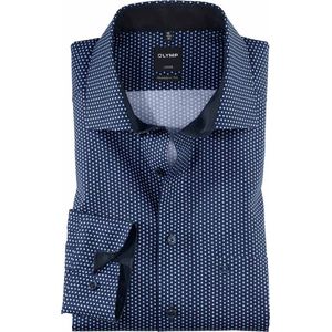 OLYMP Level 5 body fit overhemd 24/7, marine blauw tricot