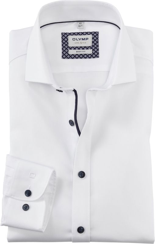 OLYMP - Heren Overhemd - Wit - Body Fit - Lange Mouwen