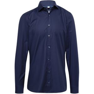 OLYMP - Level 5 Body Fit Overhemd - Twill - Nachtblauw - Strijkvriendelijk