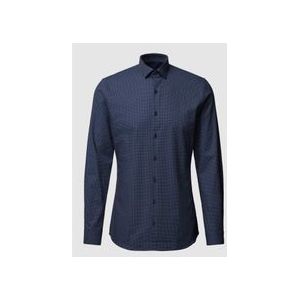 OLYMP - No. 6 - Heren Overhemd - Donkerblauw met Wit - Popeline