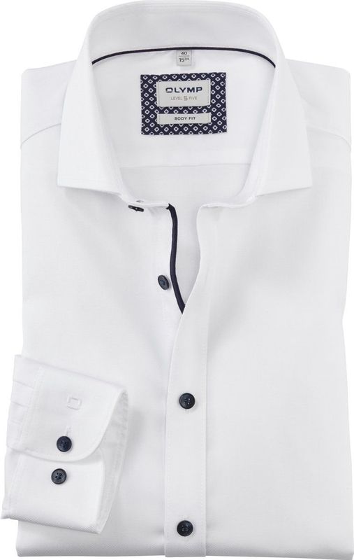 OLYMP Level 5 Overhemd - Wit - Twill - Strijkvriendelijk