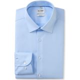 OLYMP - Blauw Effen Overhemd - Katoen - Kent Kraag - Lange Mouwen