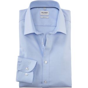 OLYMP - Blauw Effen Overhemd - Katoen - Kent Kraag - Lange Mouwen