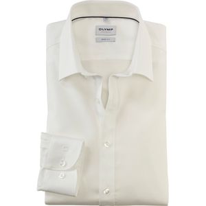 OLYMP - Level 5 - Overhemd - Lichtbeige - Body Fit, Mouwlengte 7, Twill