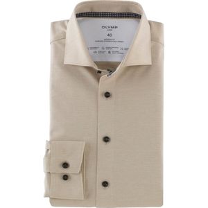 OLYMP - Luxor 24/7 - Overhemd - Beige - Tricot - Strijkvriendelijk