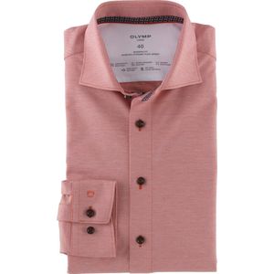 OLYMP - Luxor - Overhemd - Oranjerood - Tricot - Strijkvriendelijk