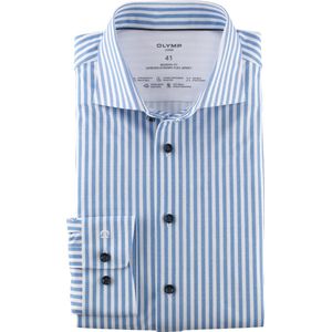 OLYMP Luxor 24/7 modern fit overhemd, popeline, bleu gestreept