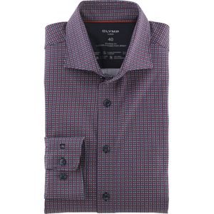 OLYMP - Luxor 24/7 - Overhemd - Oranjerood - Modern Fit - Tricot