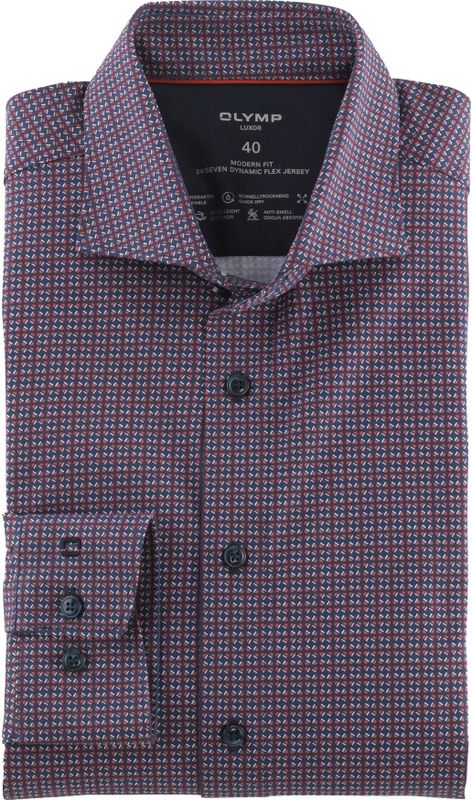 OLYMP - Luxor 24/7 - Overhemd - Oranjerood - Modern Fit - Tricot