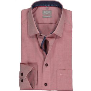 OLYMP - Luxor - Overhemd - Rood Structuur - 100% Katoen - Strijkvrij
