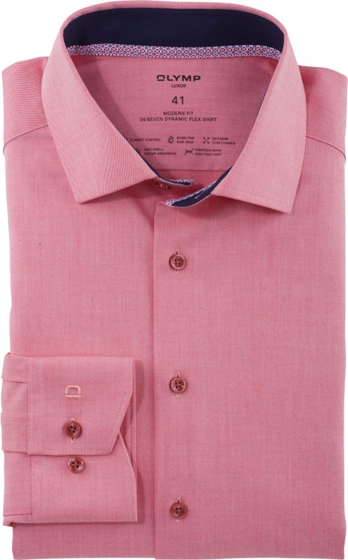 OLYMP - Luxor 24/7 - Overhemd - Rood - Modern Fit - Twill