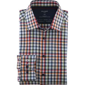 OLYMP - Luxor - Rood Geruit Overhemd - Modern Fit - Dynamic Flex