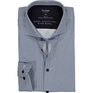 OLYMP - Blauw Fantasie - Overhemd - Biologisch Katoen - Kent Kraag - Lange Mouwen