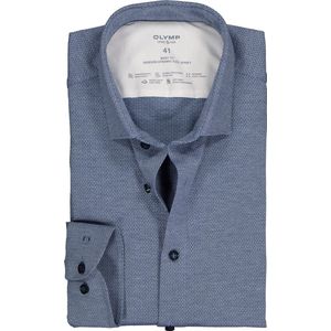 OLYMP Level 5 Overhemd - Royal Blauw - Structuur Tricot - Strijkvriendelijk