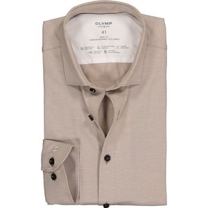 OLYMP Level 5 - Overhemd - Beige - Structuur Tricot - Strijkvriendelijk
