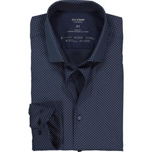 OLYMP - Level 5 - Overhemd - Marine Blauw - Jersey - Body Fit