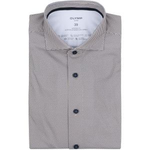 OLYMP - Luxor 24/7 - Overhemd - Natuur Dessin - Strijkvriendelijk - Boordmaat 40