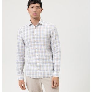 OLYMP Level Five Smart Casual Linnen Overhemd blauw, Ruit