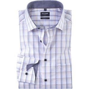 OLYMP Luxor modern fit overhemd, popeline, natuur geruit