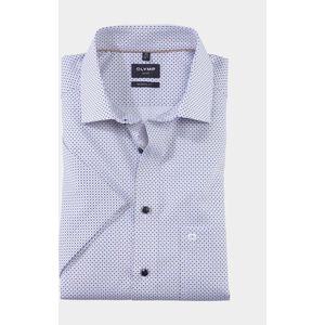 OLYMP Luxor modern fit overhemd, korte mouw, structuur, natuur dessin