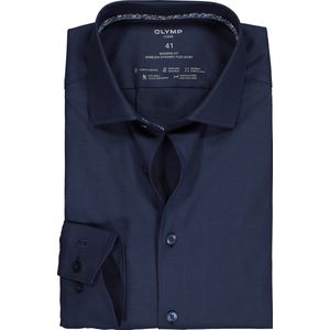 OLYMP 24/7 Overhemd - Marine Blauw - Twill - Strijkvrij