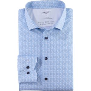 OLYMP Luxor 24/7 modern fit overhemd, mouwlengte 7, popeline, bleu dessin