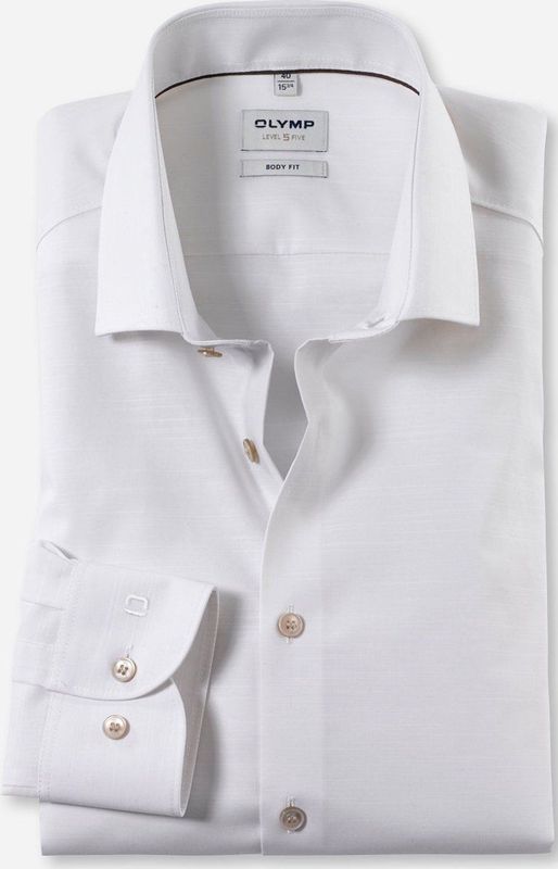 VENTI - Body Fit - Overhemd - Beige - Korte Mouw - Strijkvriendelijk