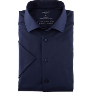 OLYMP - Luxor 24/7 - Overhemd - Marineblauw - Korte Mouw - Dynamic Flex - Strijkvriendelijk