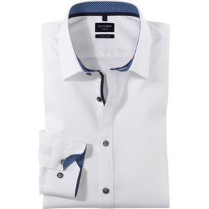 OLYMP - No. 6 - Overhemd - Wit - Super Slim Fit, Mouwlengte 7, Popeline, Easy Iron