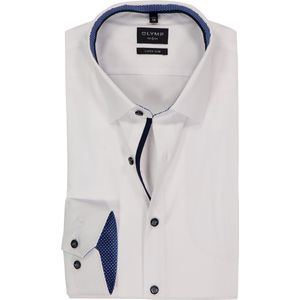 OLYMP - No. 6 - Overhemd - Wit - Super Slim Fit, Mouwlengte 7, Popeline, Easy Iron