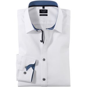OLYMP No. 6 Six super slim fit overhemd - mouwlengte 7 - mouwlengte 7 - popeline - marine blauw - Strijkvriendelijk - Boordmaat: 41
